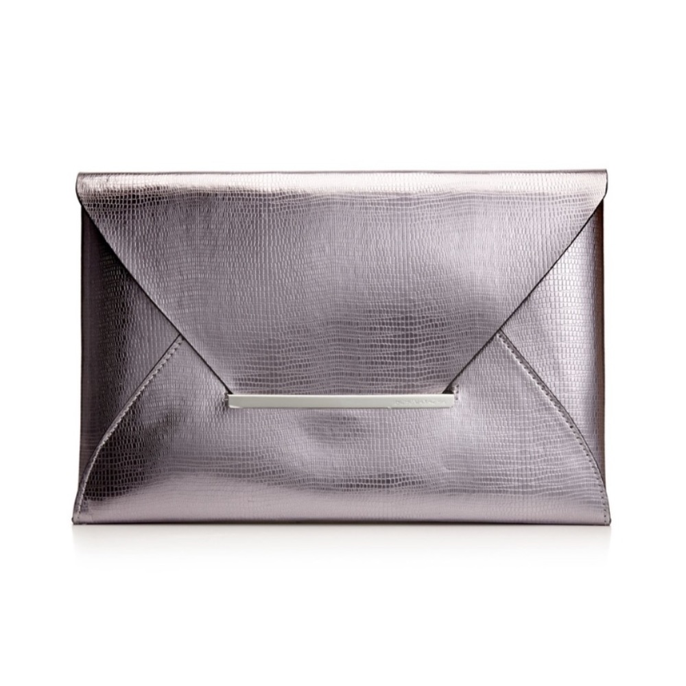 BCBGMaxAzria Metallic Lavender Envelope Clutch